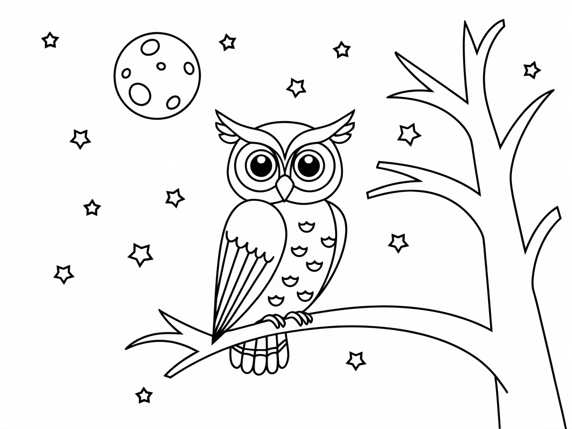 Whimsical Night Owl Under the Stars