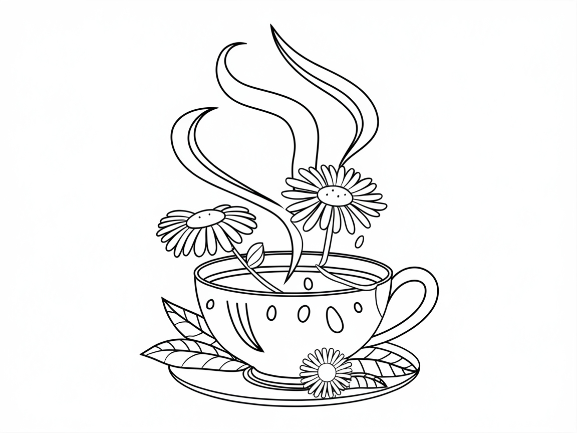 Tranquil Tea Time with Cheerful Flowers
