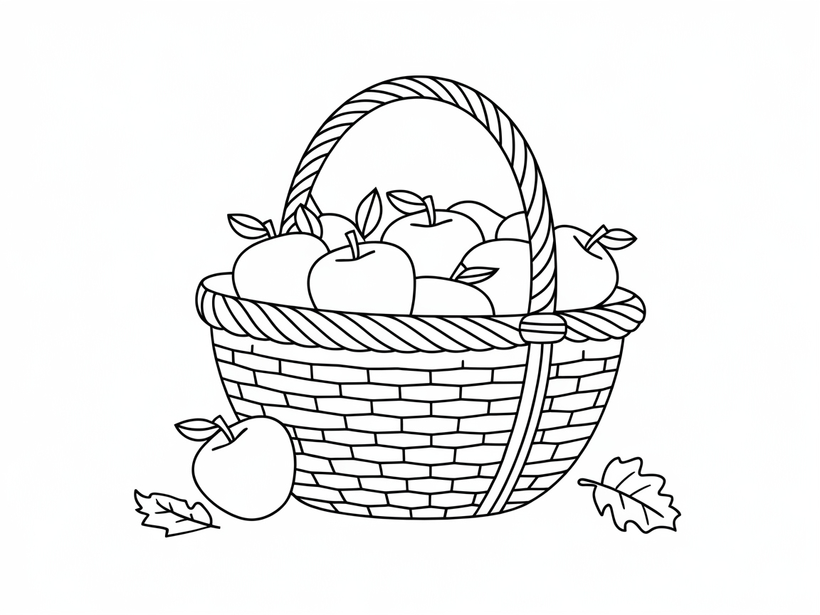 Basket of Apples: A Bountiful Coloring Scene