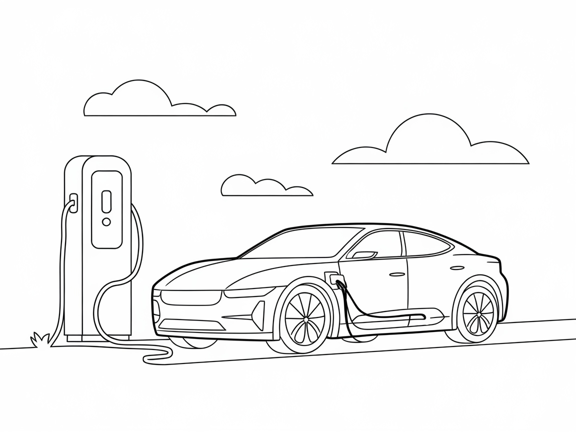 Charging Ahead: Sleek Electric Car Coloring Page