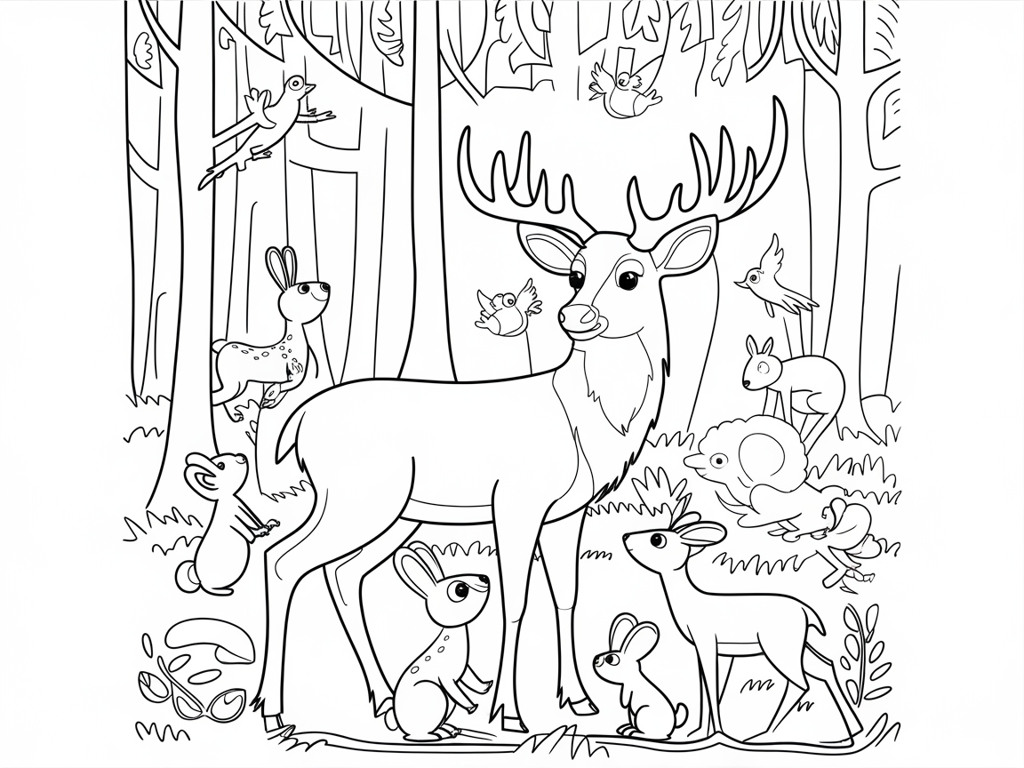 Charming Woodland Scene with a Gentle Buck