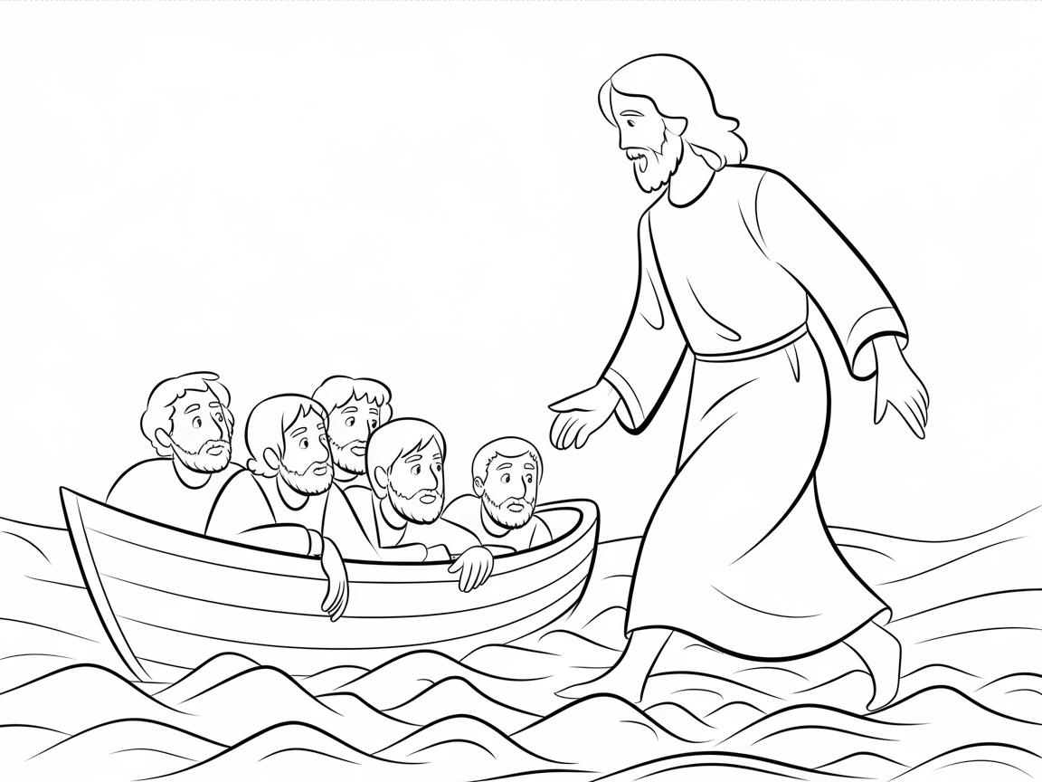 Inspiring Jesus Walks on Water Scene