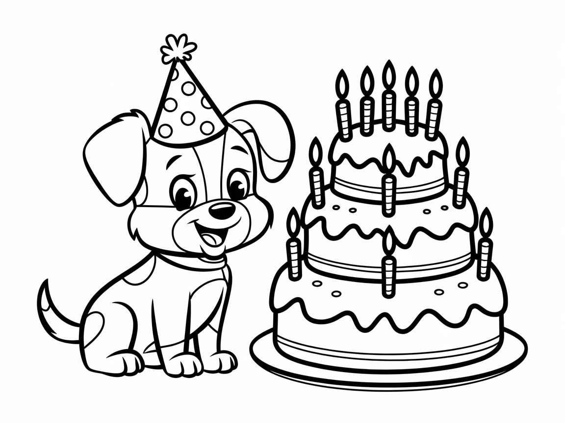 Puppy Party Fun: Color This Adorable Birthday Scene