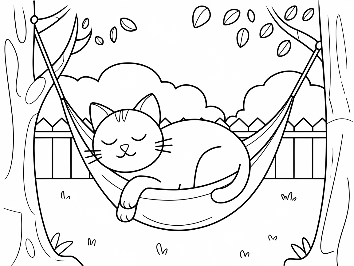 Lazy Afternoon with a Hammock Cat