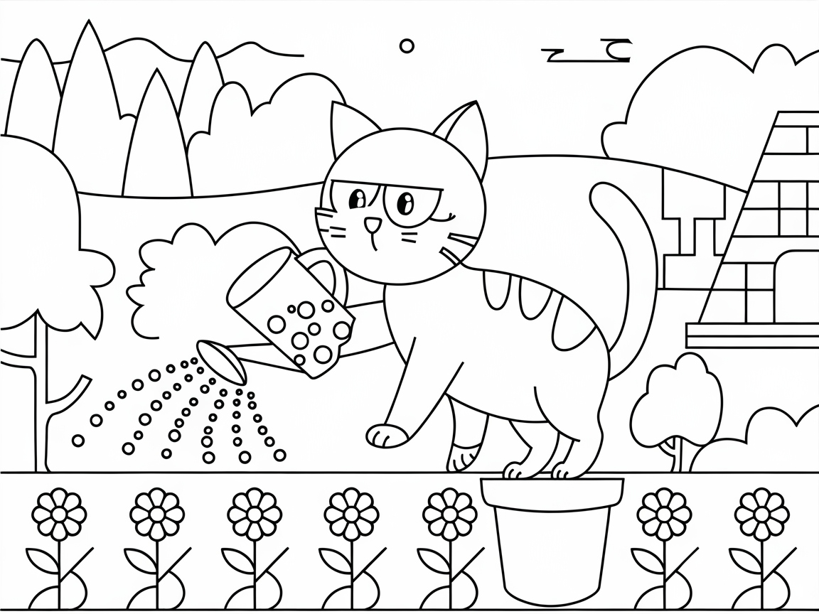 Gardening Cat with a Boba Twist