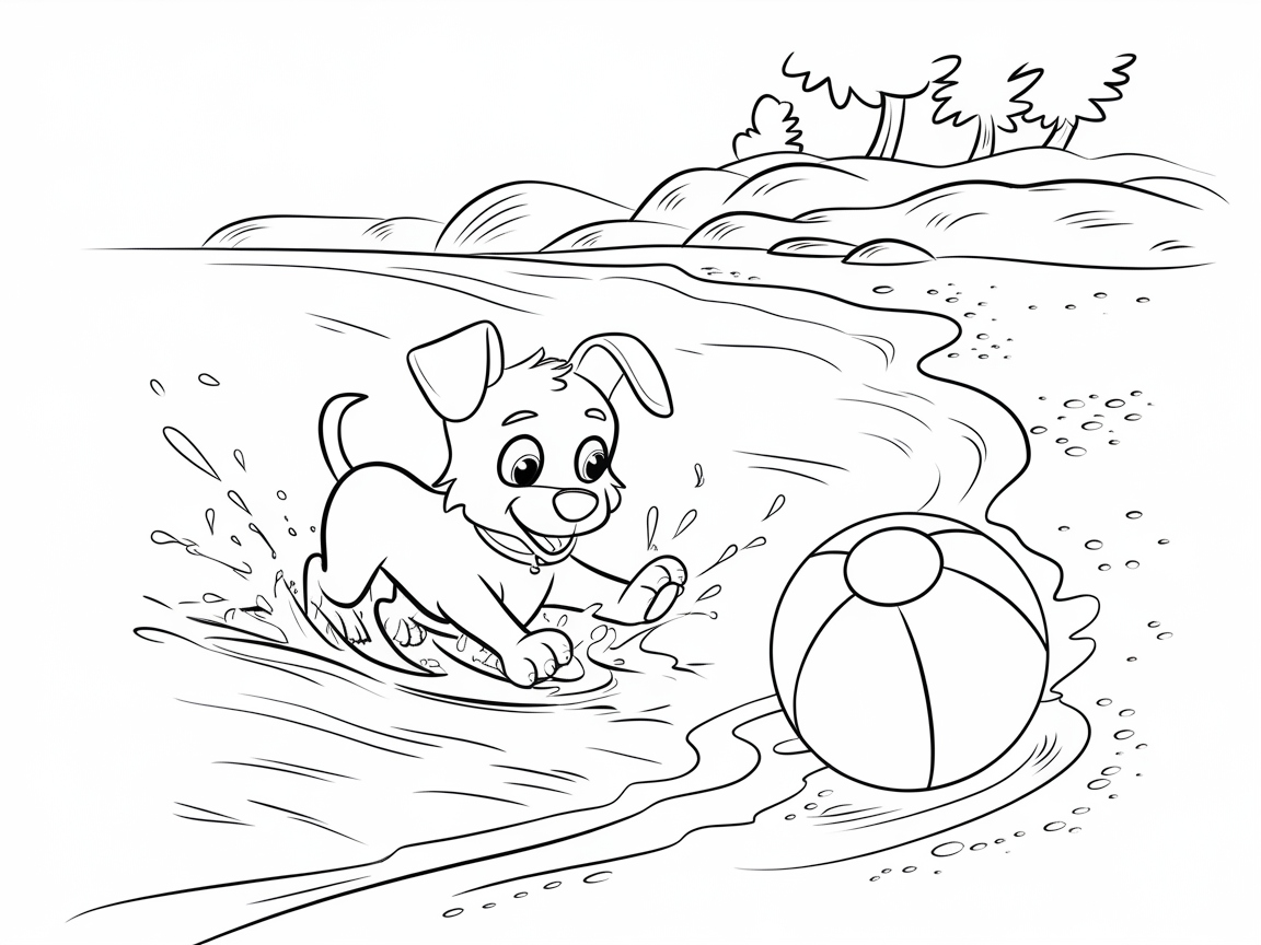 Playful Puppy and Beach Ball Adventure