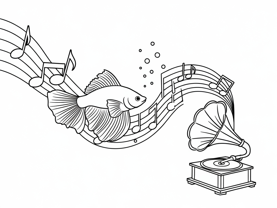 Musical Betta Fish Swimming Through a Symphony