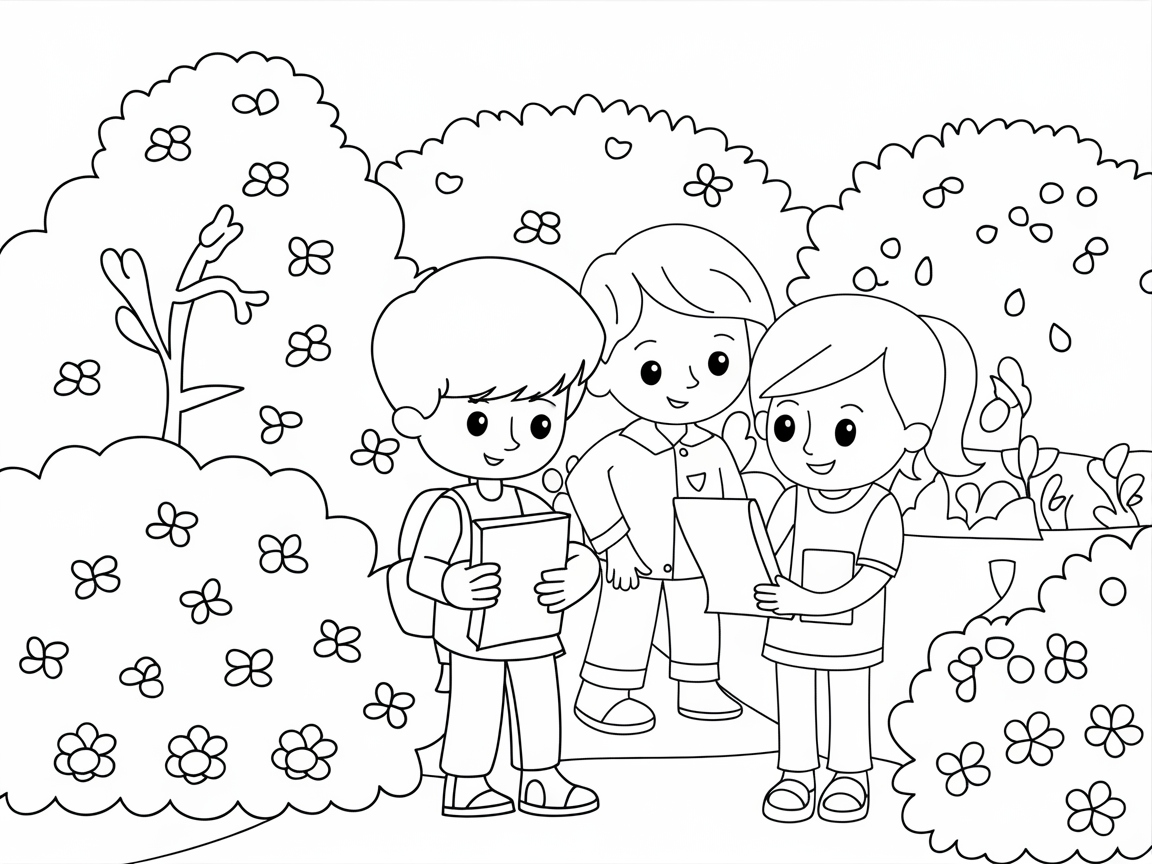 Playful Garden Gathering: Kids Enjoying Nature