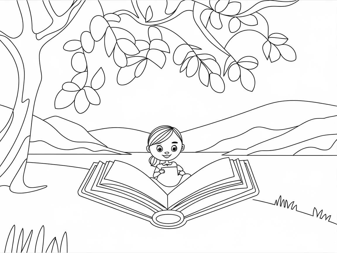 Explore Nature with This Peaceful Reading Girl Scene