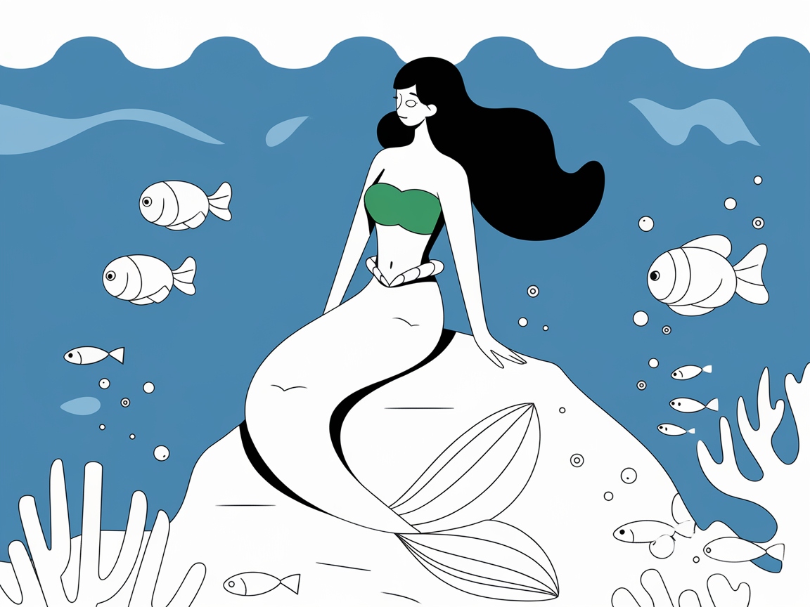 Dive Into Adventure with This Enchanting Mermaid Coloring Page