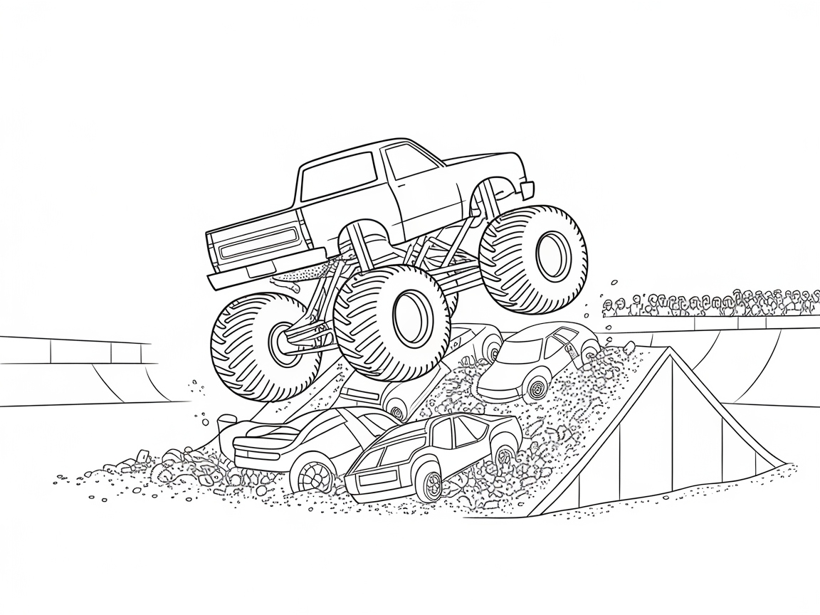 Get Ready for Action with This Monster Truck Coloring Page