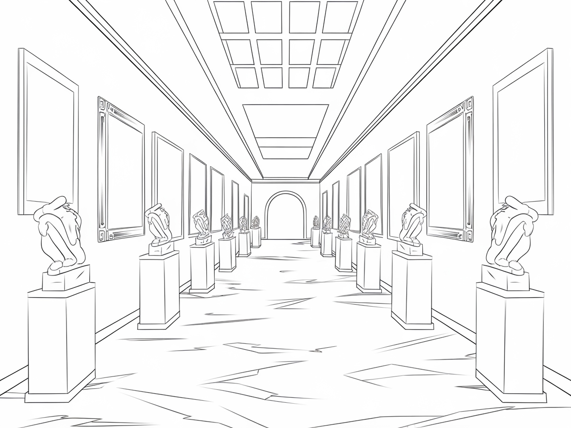 Stroll Through This Grand Gallery Coloring Page