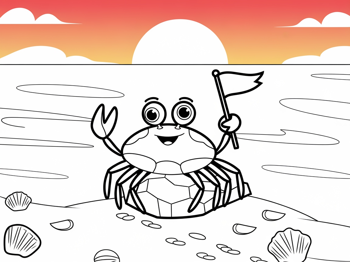Join the Fun with This Cheery Crab Sunset Scene