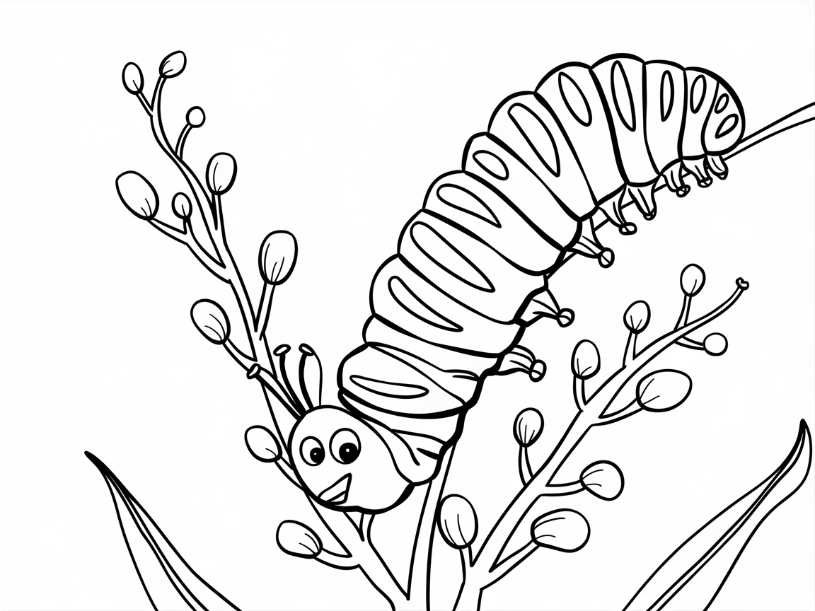 Vibrant Caterpillar Climbs the Branch