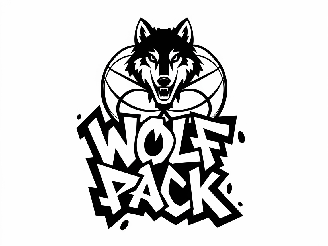 Fierce Wolf Pack Basketball Design to Color