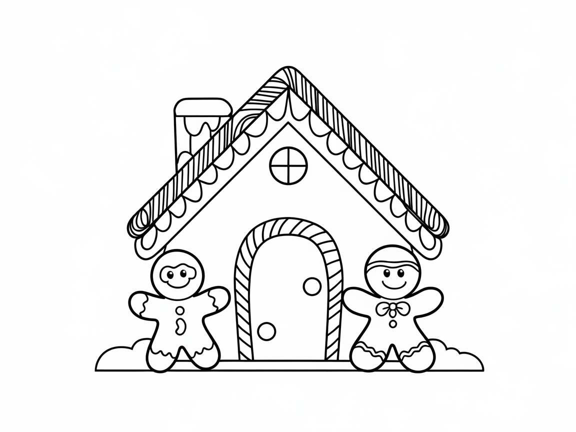 Gingerbread House and Friends Awaiting Your Colors
