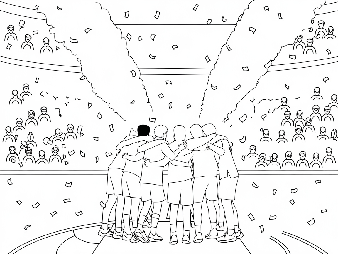 Capture the Championship Celebration with This Vibrant Coloring Page