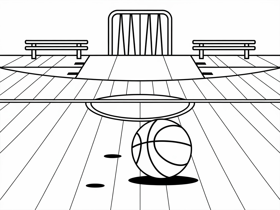 Classic Basketball Court Coloring Page