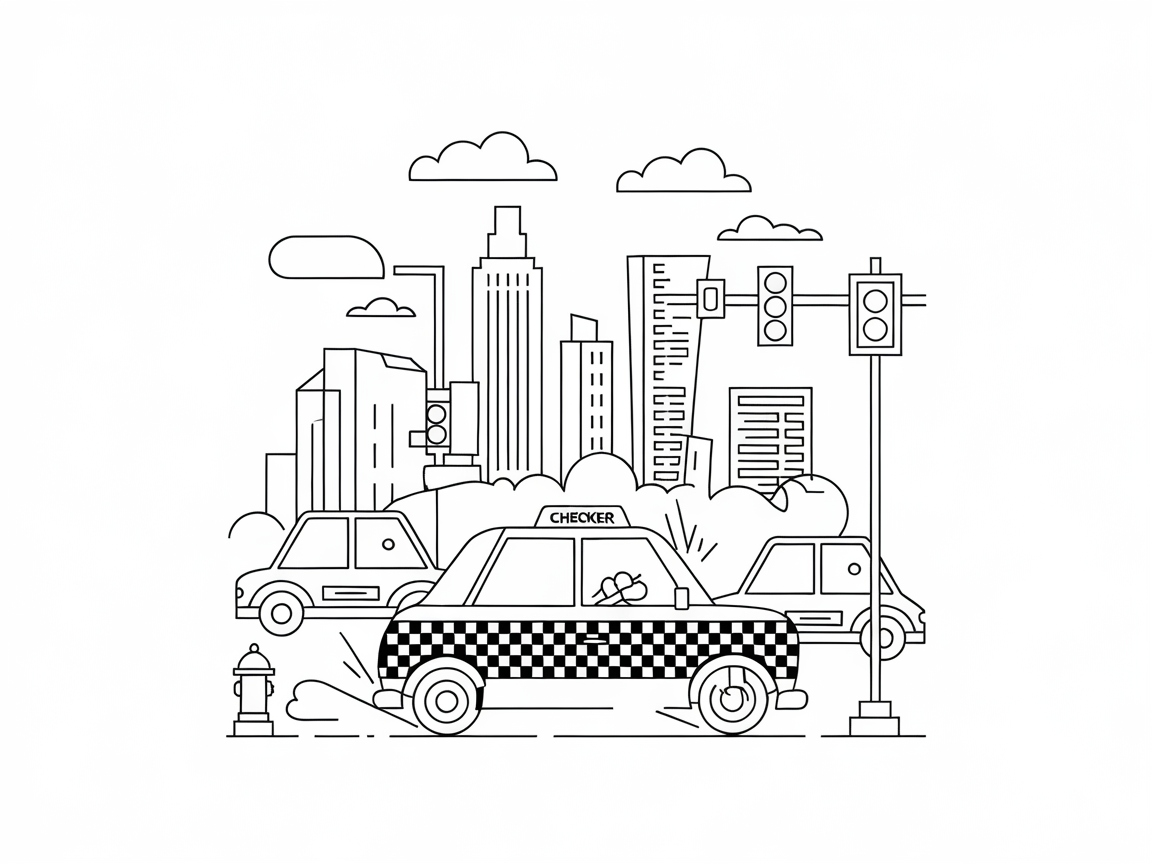 Navigate the City with This Lively Taxi Scene