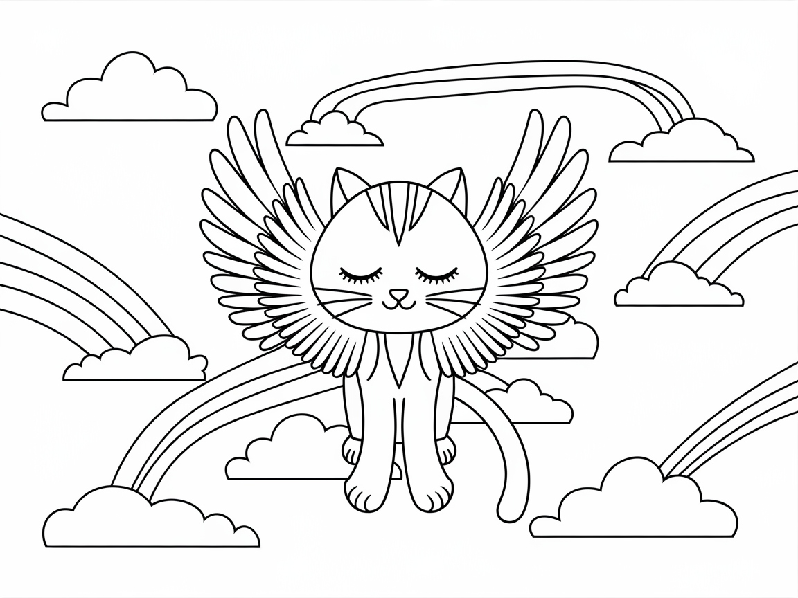 Float on Air with This Angelic Cat and Rainbows Scene