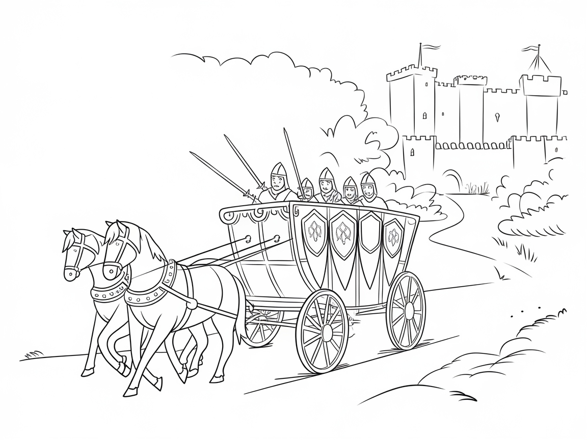 Medieval Guard Carriage on a Castle Path