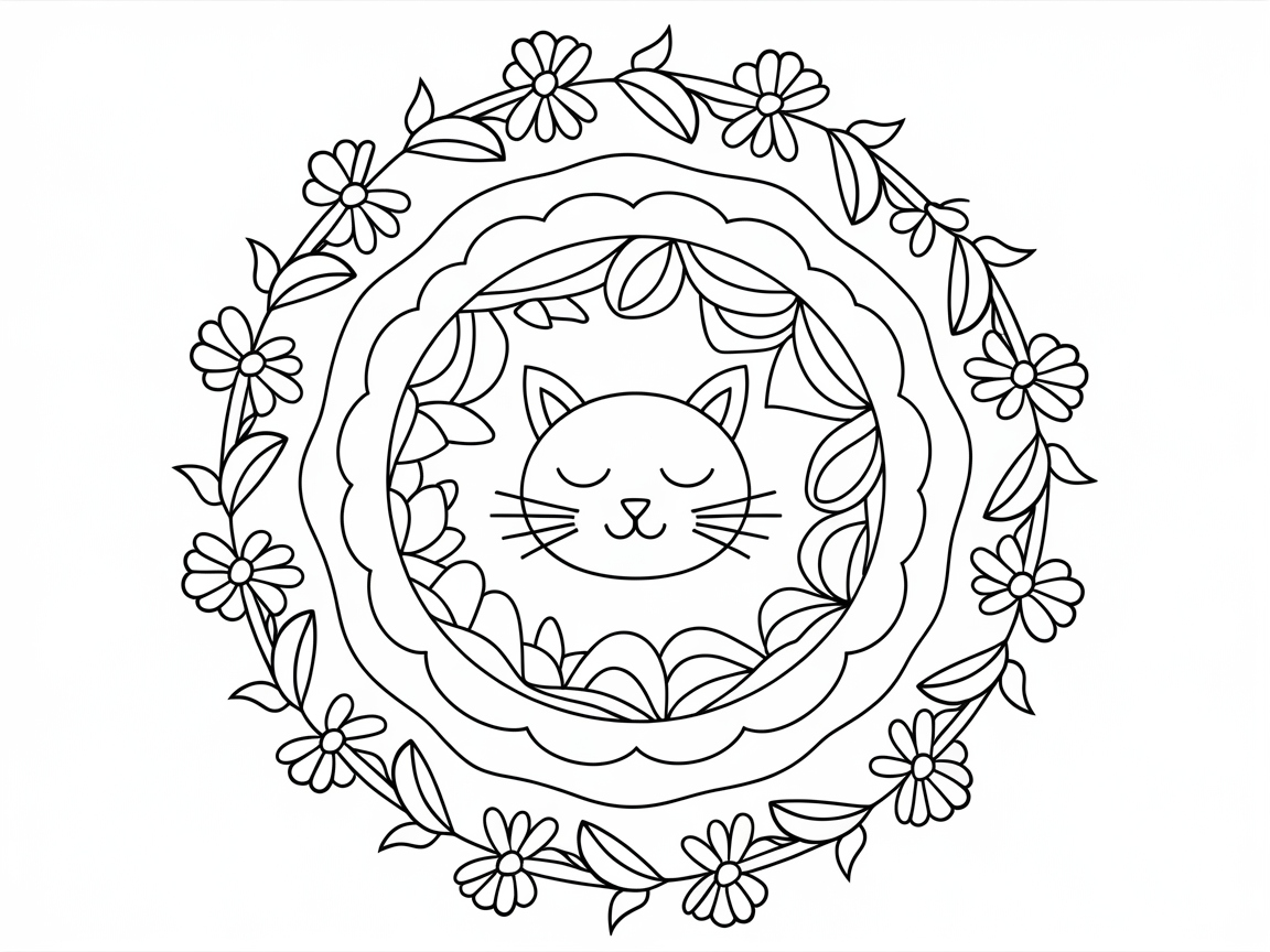 Delight in This Floral Cat Mandala