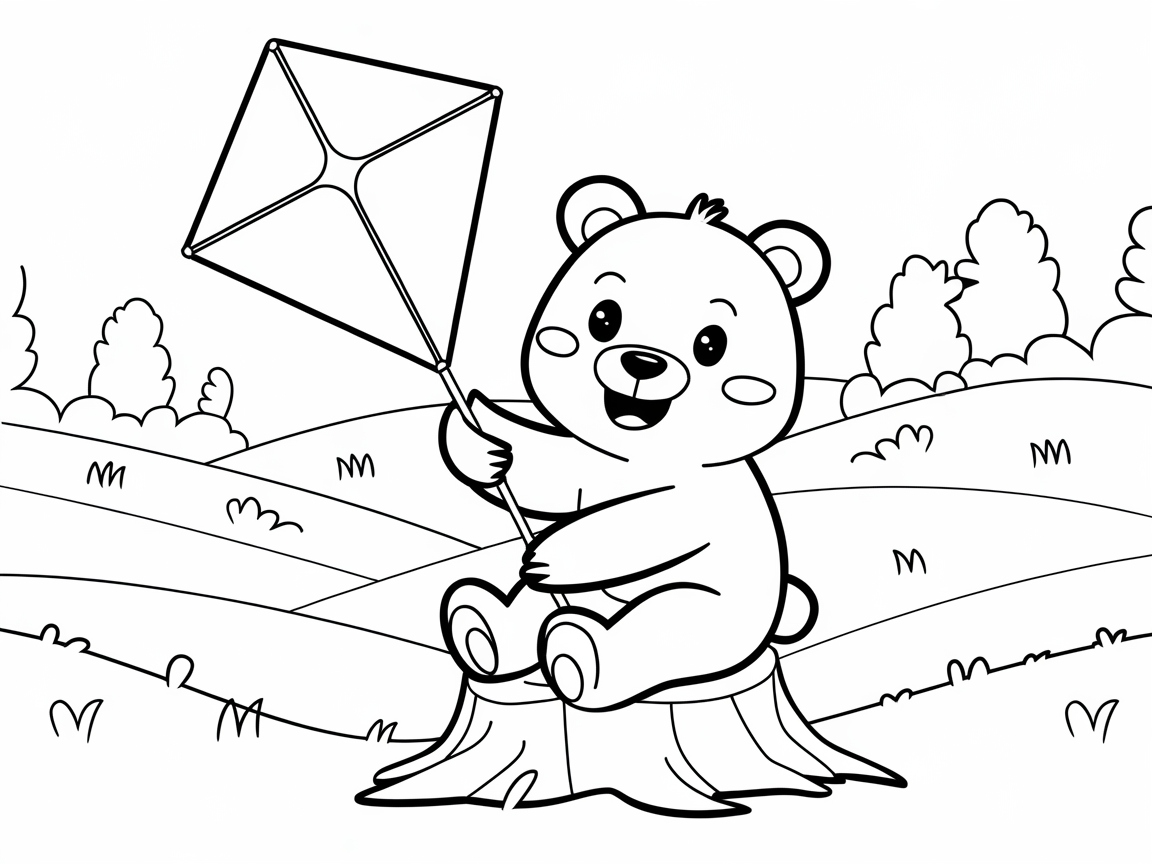 Kite-Flying Fun With a Joyful Bear