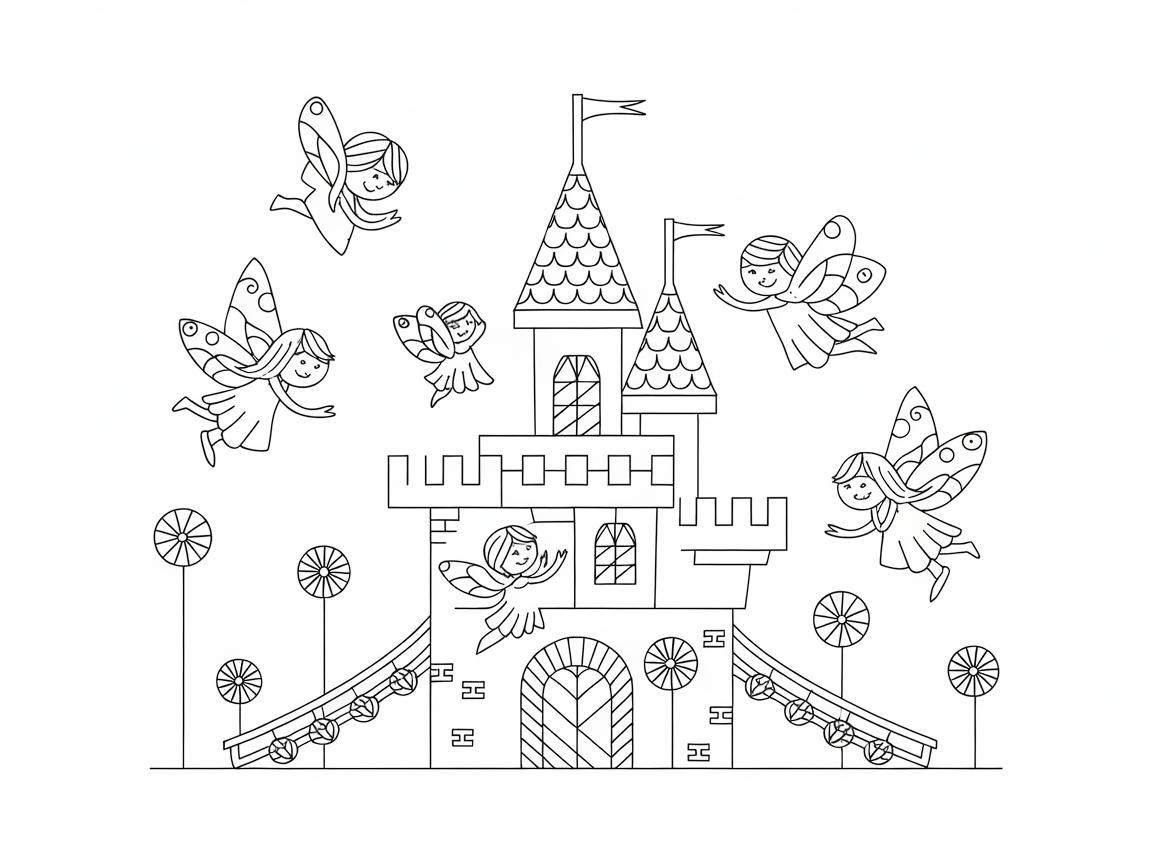 Fly into Fantasy with This Fairy Castle Coloring Page