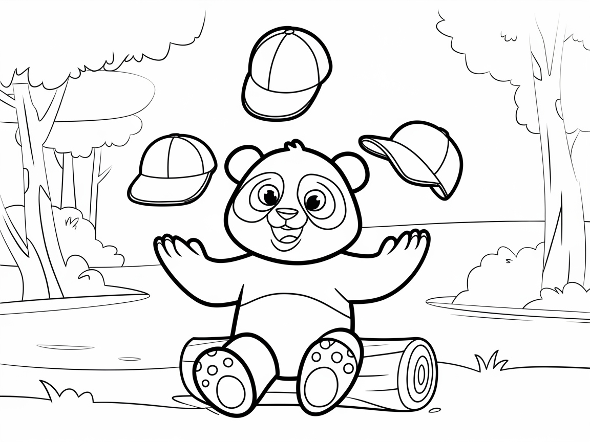 Panda Playtime with Juggling Caps