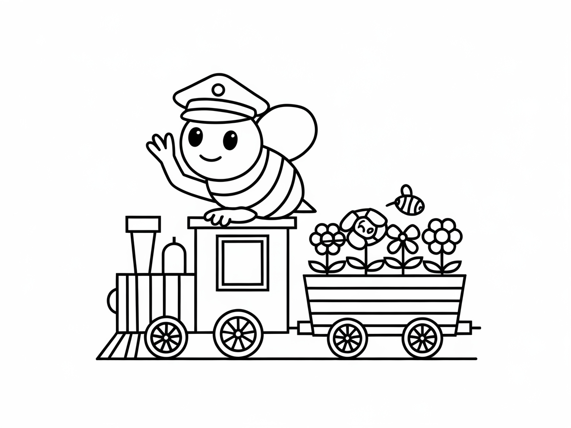 Charming Conductor Bee and Flower Train
