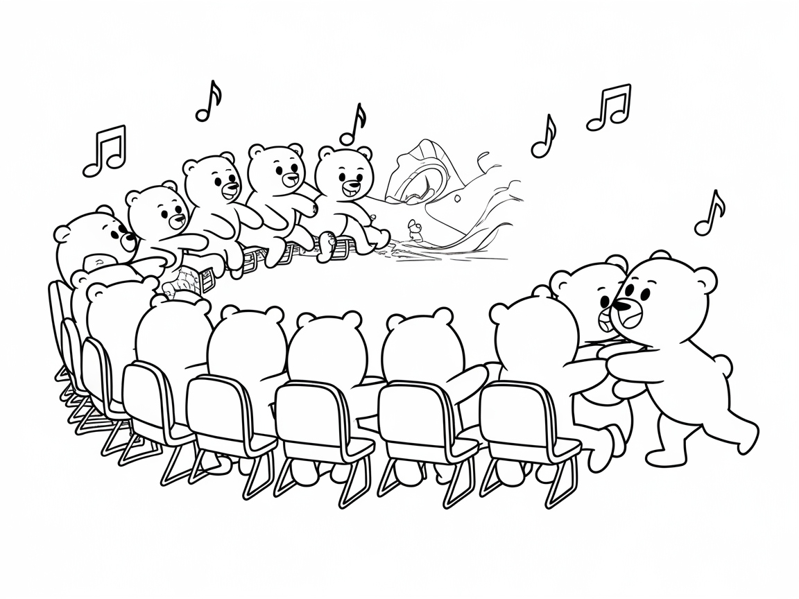 Leap Into Musical Fun with the Bear Musical Chairs Coloring Page