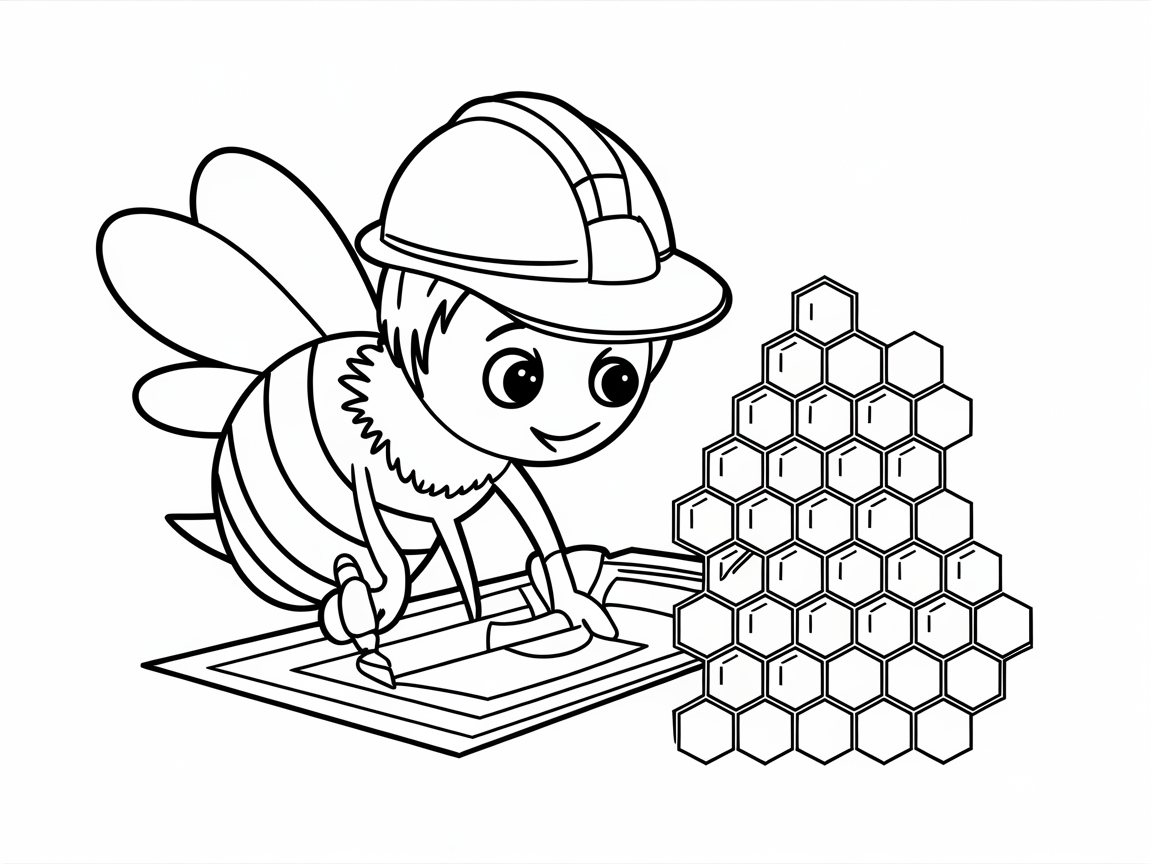 Busy Bee Building a Honeycomb