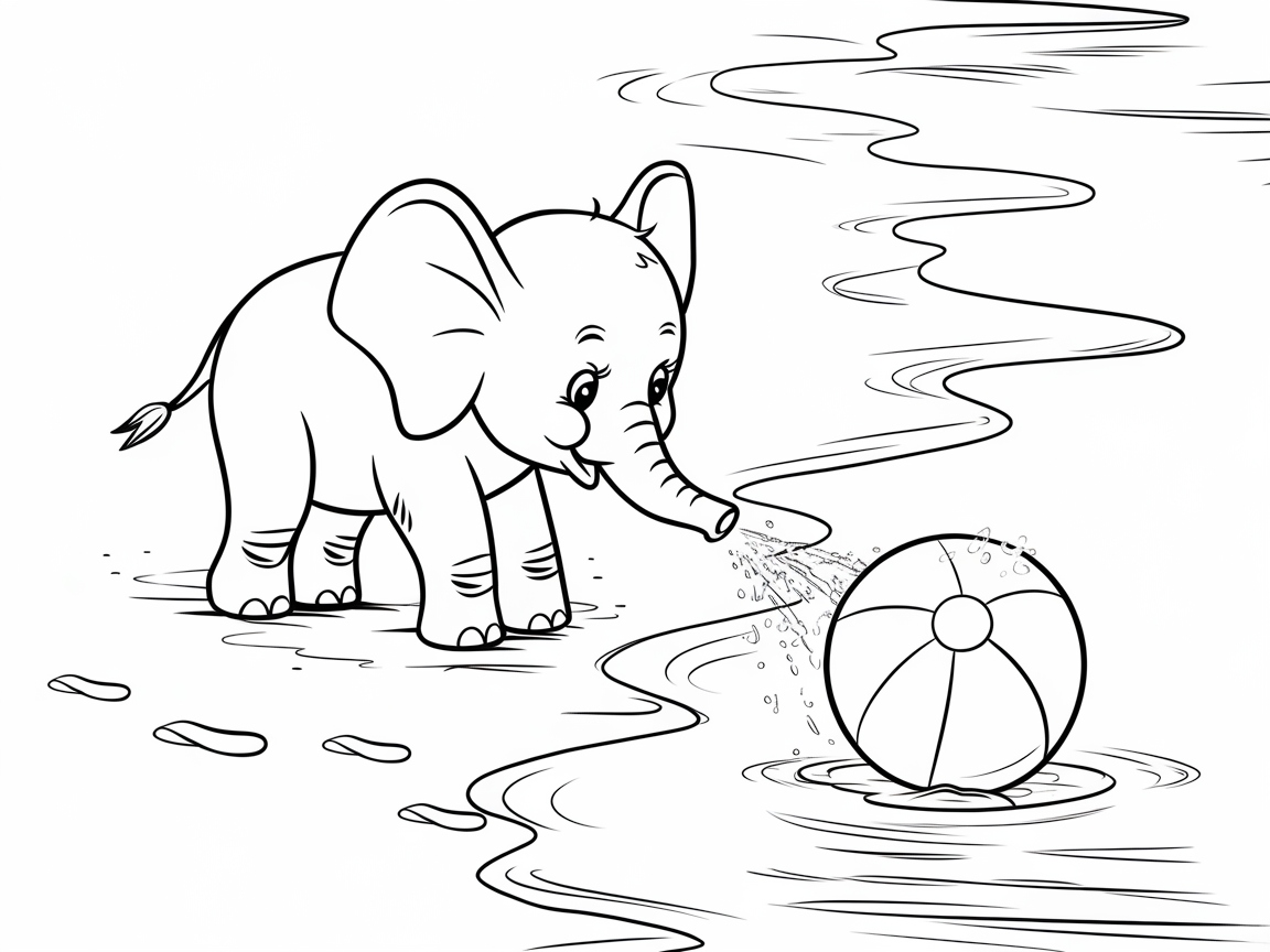 Adorable Elephant and Beach Ball Fun