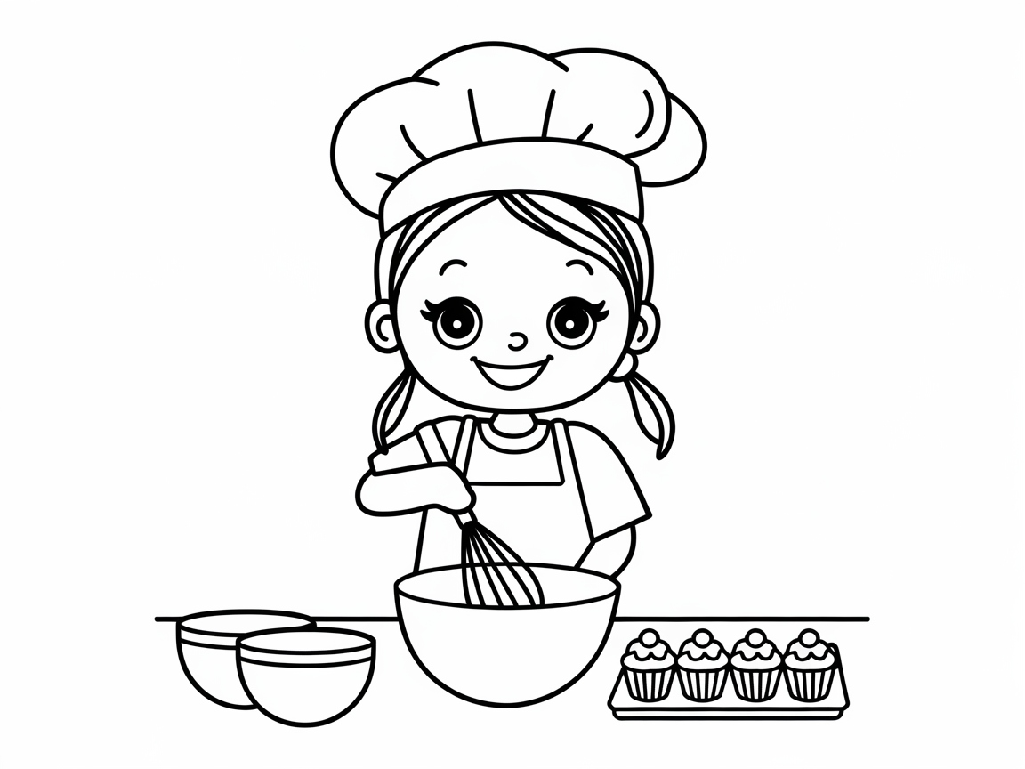 Whisk Up Creativity with This Little Baker Coloring Page