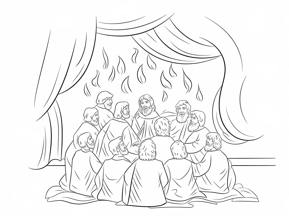 Illuminate the Pentecost Scene with Vibrant Flames