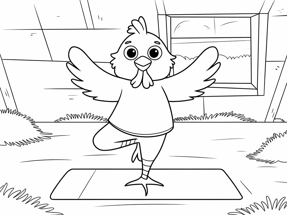 Yoga Chick Strikes a Pose Coloring Page