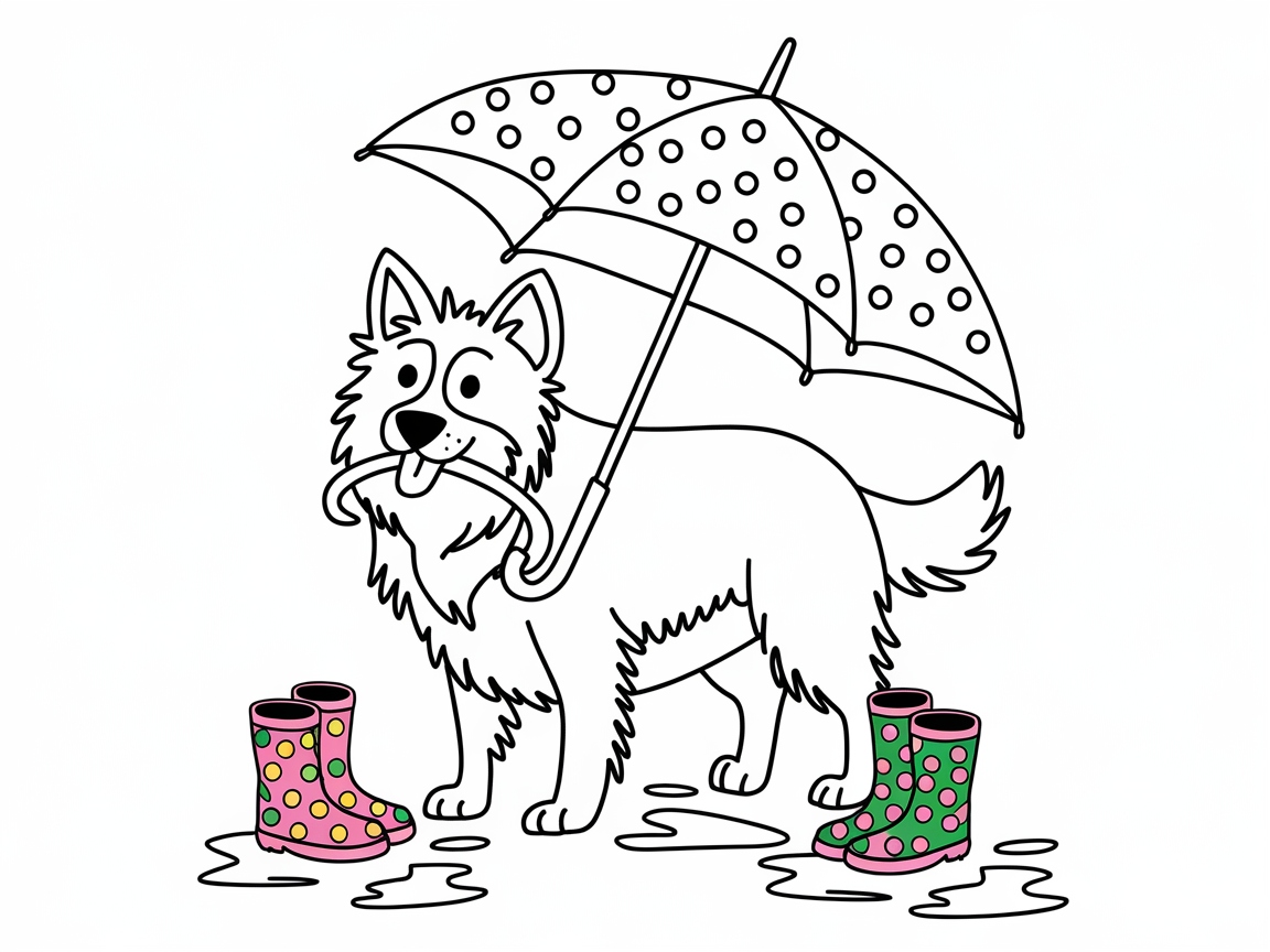 Rainy Day Fun with a Border Collie Umbrella Adventure