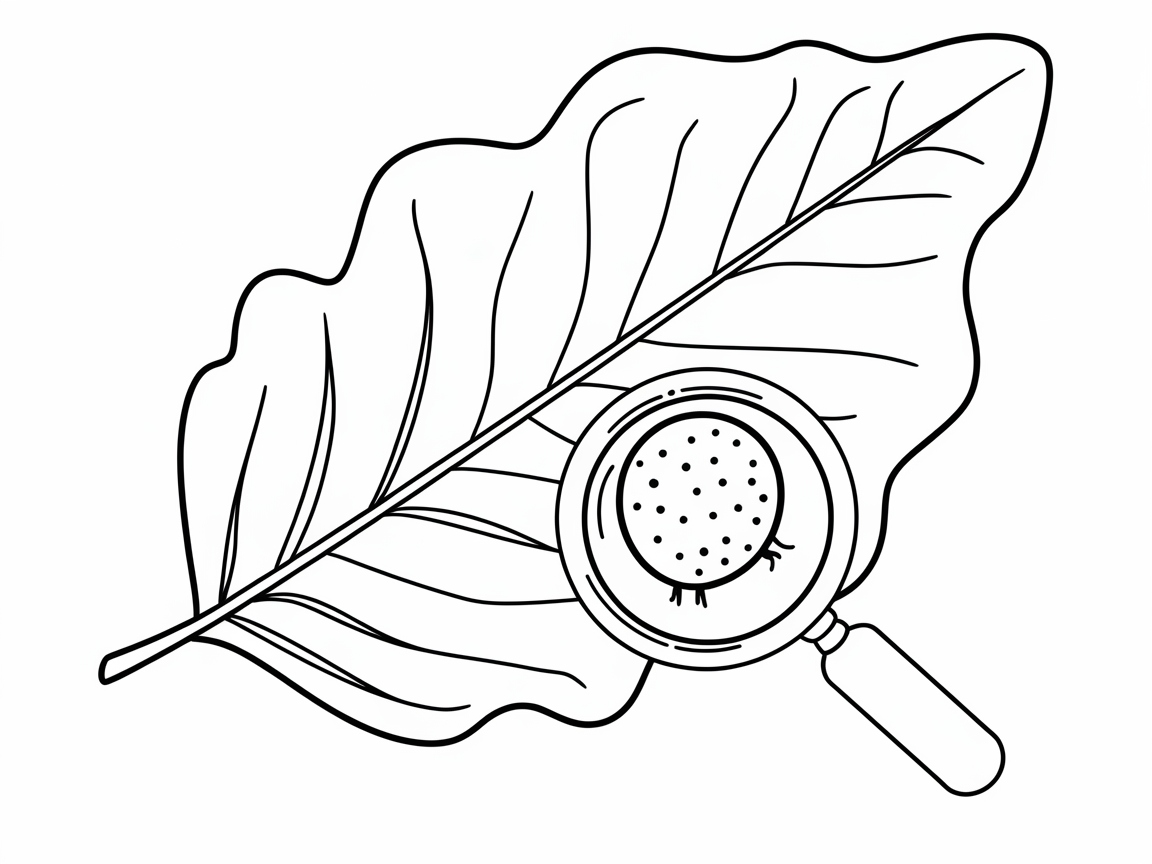 Explore Nature Up Close with This Leaf and Magnifying Glass Coloring Page