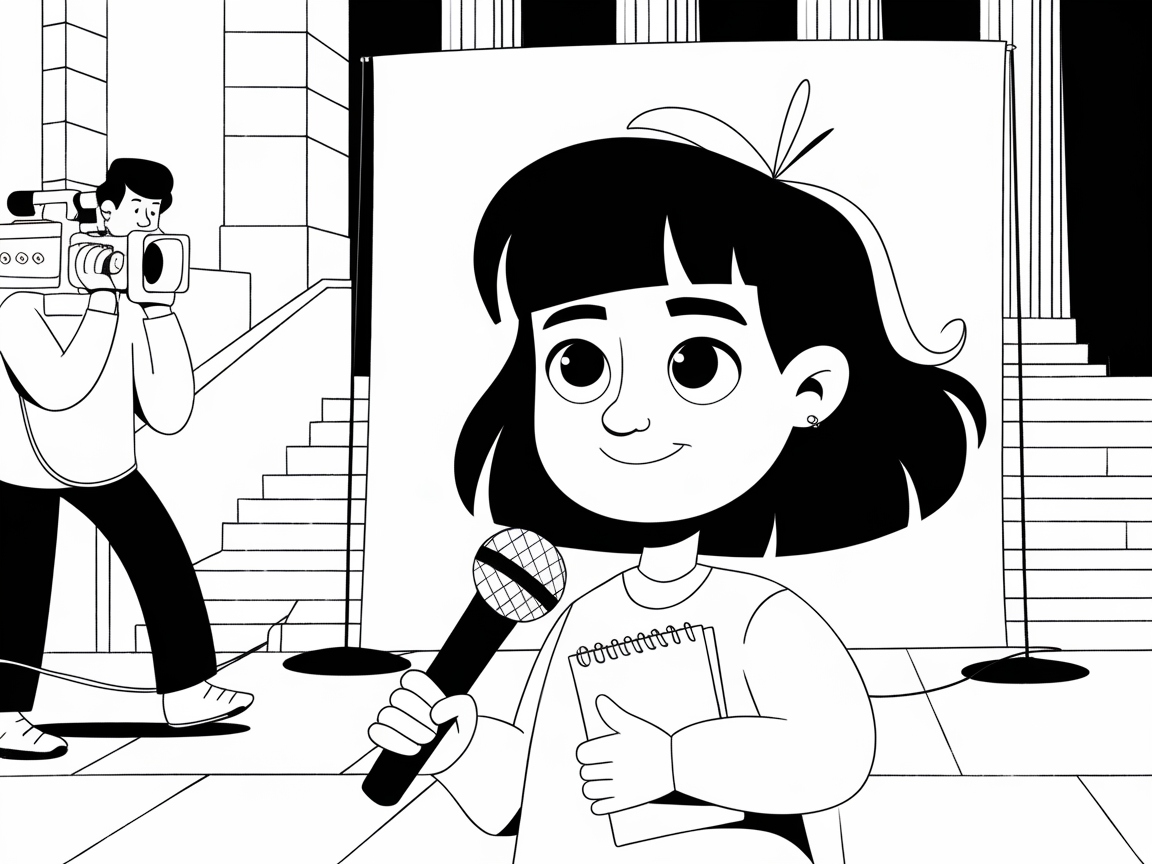 Report Live with This Young Journalist Coloring Page
