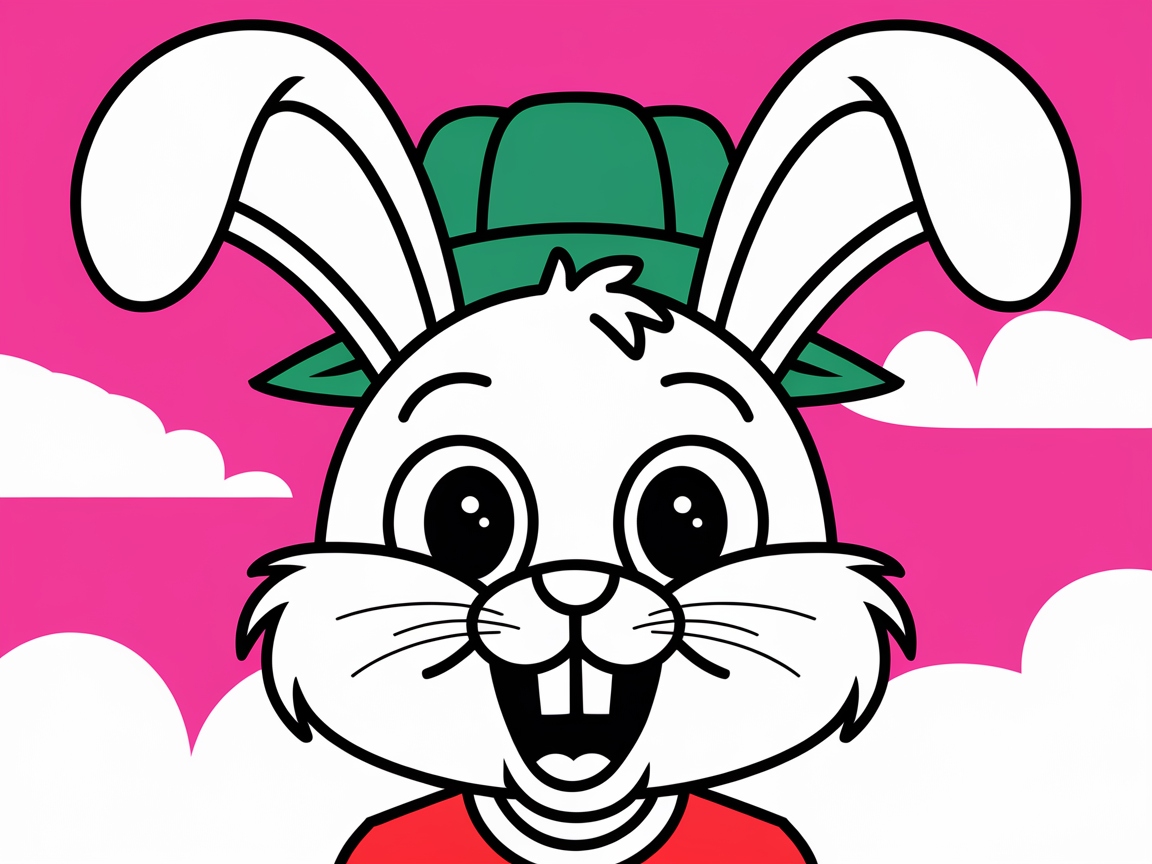 Adorable Bunny Face with a Cheery Hat