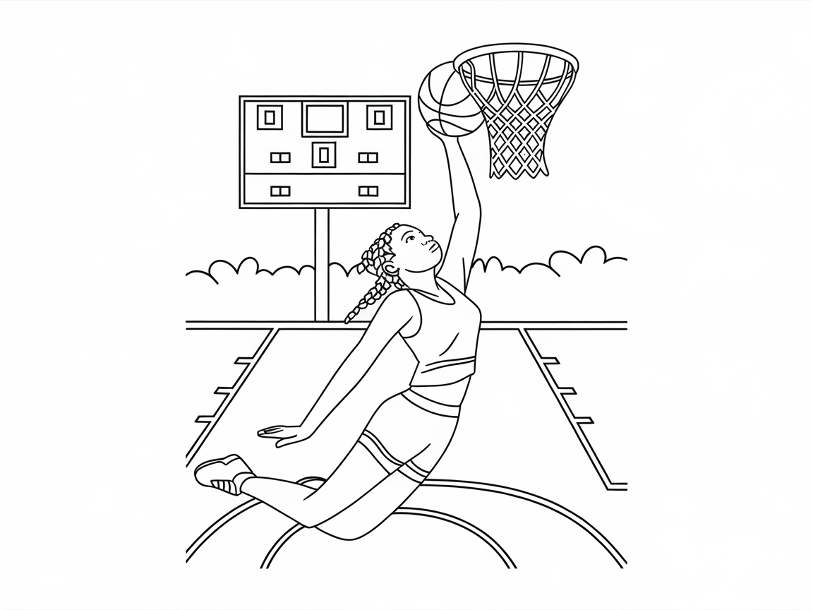 Slam Dunk Fun with This Basketball Star Coloring Page