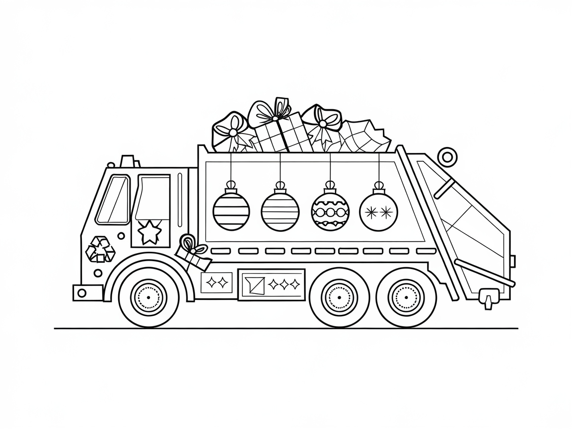 Festive Garbage Truck Ready for Holiday Fun