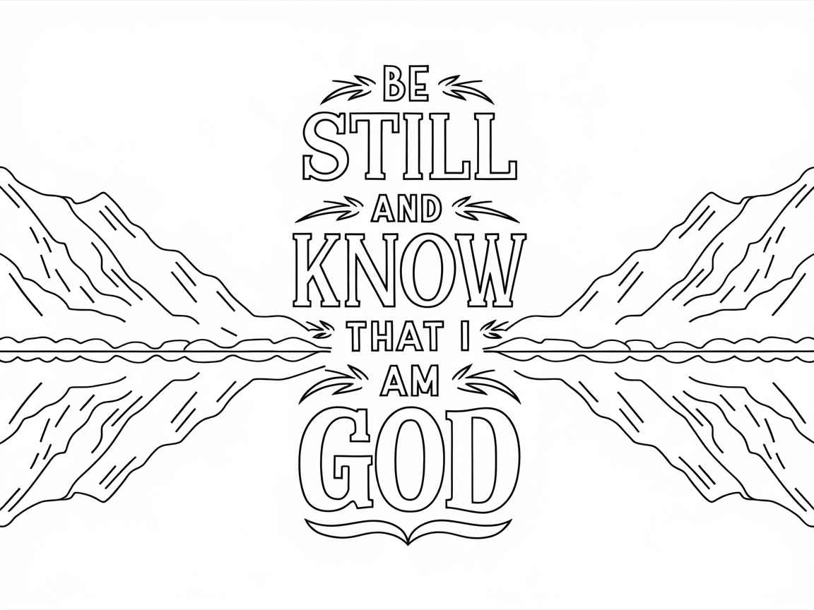 Reflect on Tranquility: A Serene Landscape Coloring Page