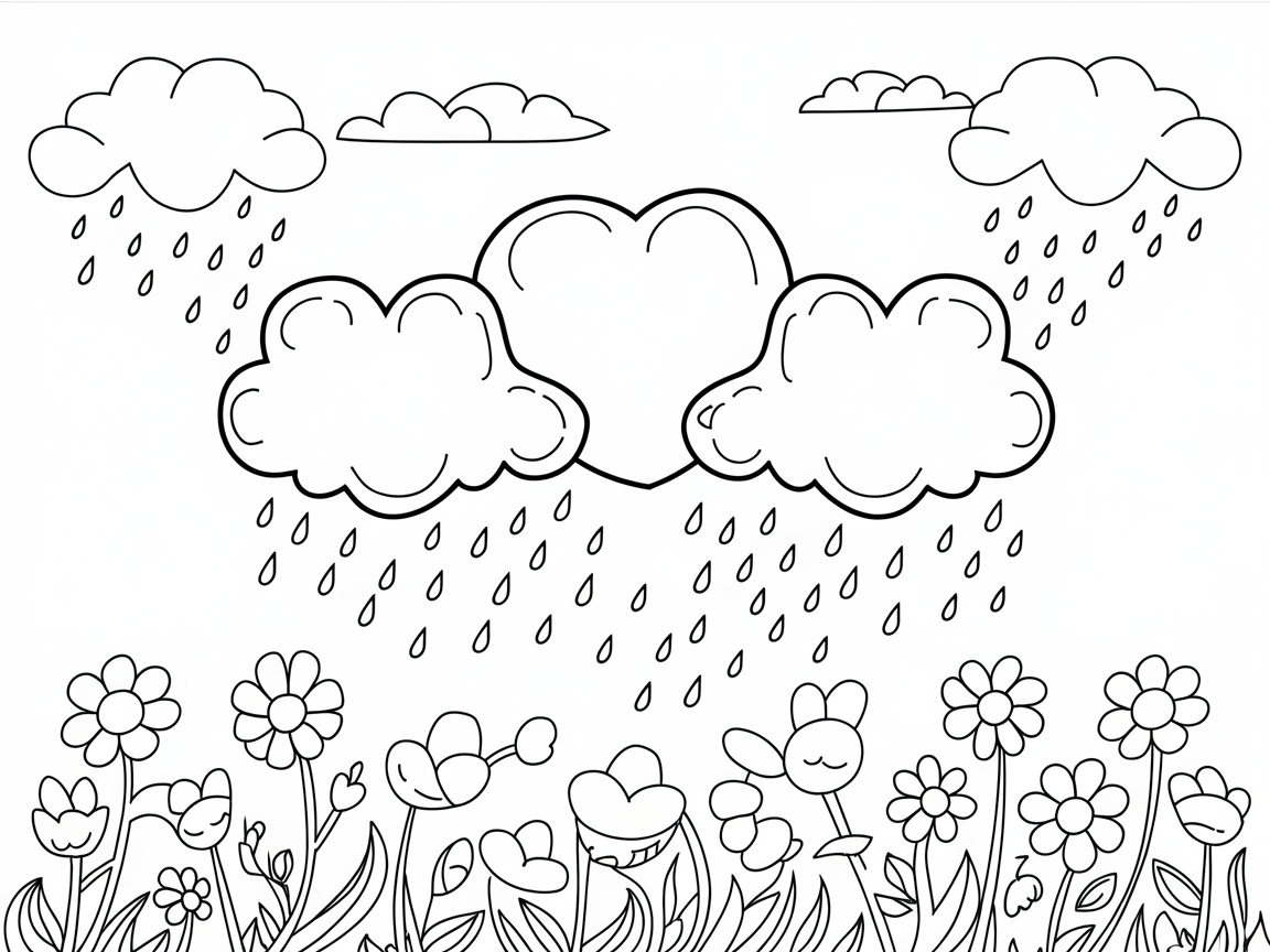 Rainy Day Delight with Happy Clouds