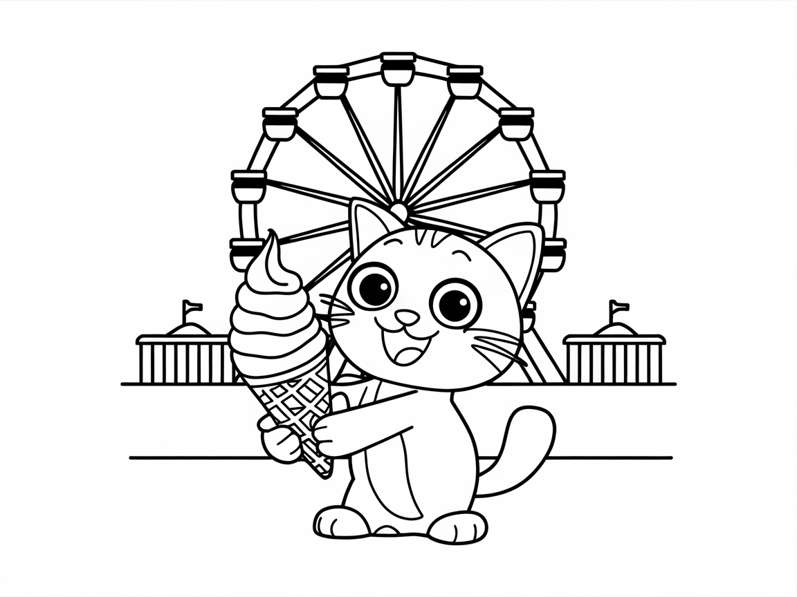 Ferris Wheel Fun with Ice Cream Cat