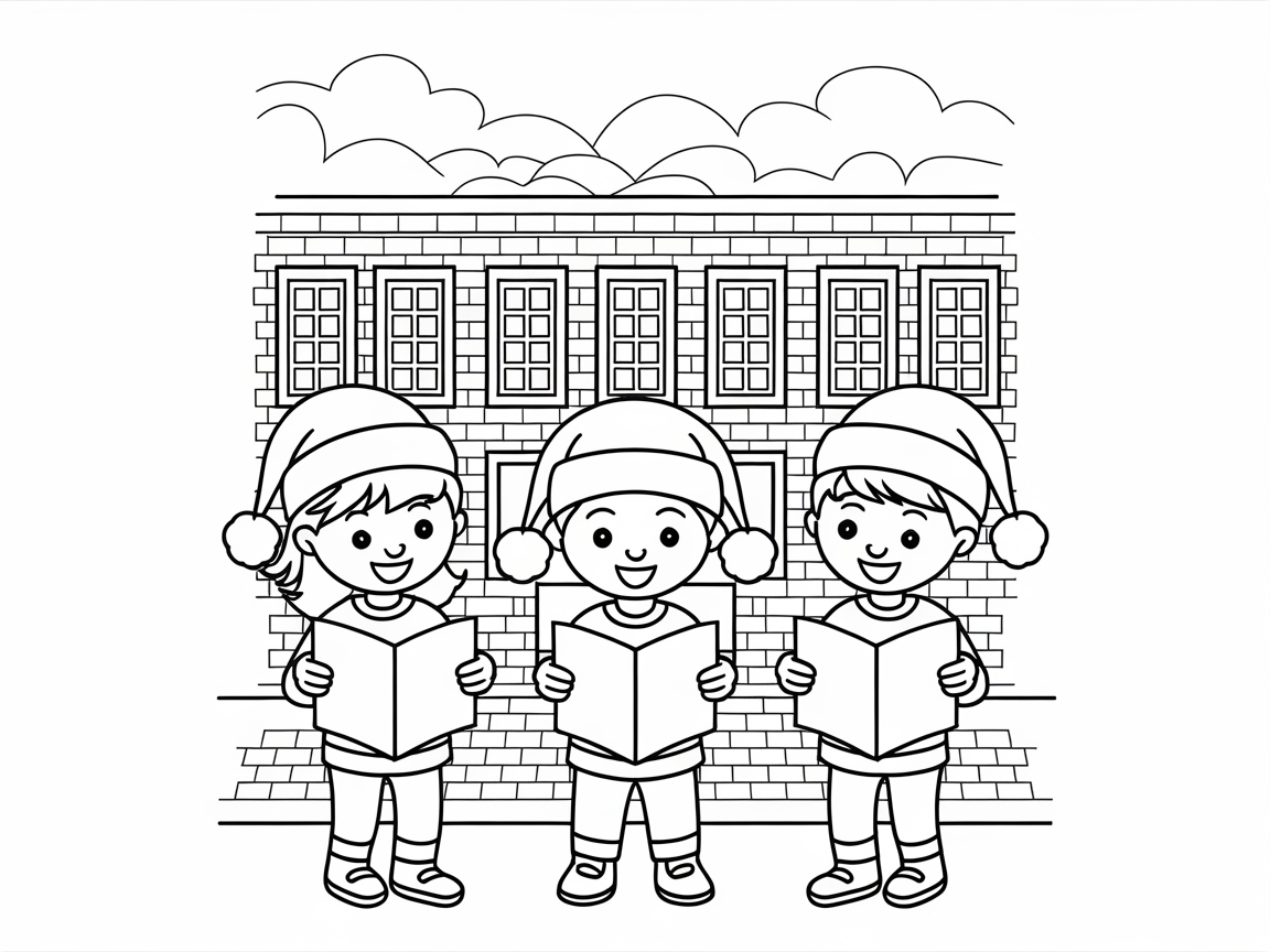 Joyful Carolers Singing in the Snow