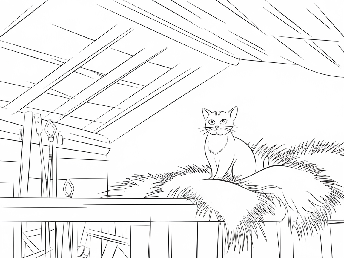 Cozy Cat Relaxing in a Sunlit Loft