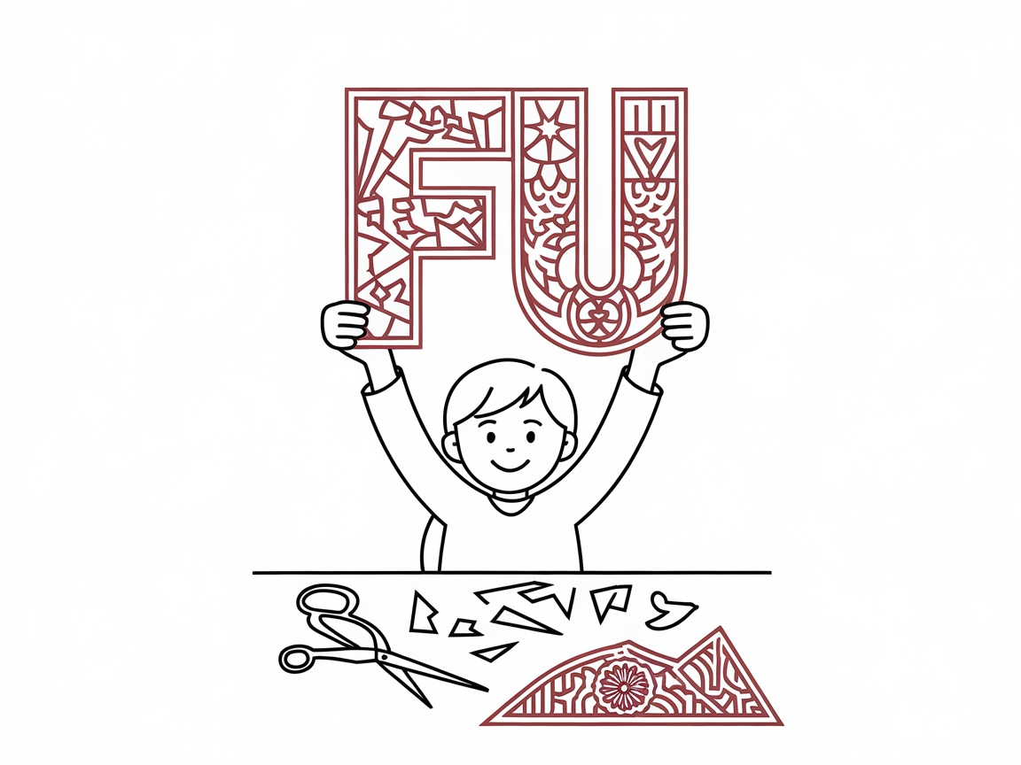 Craft Joy with This Fu Character Paper Cut Coloring Page