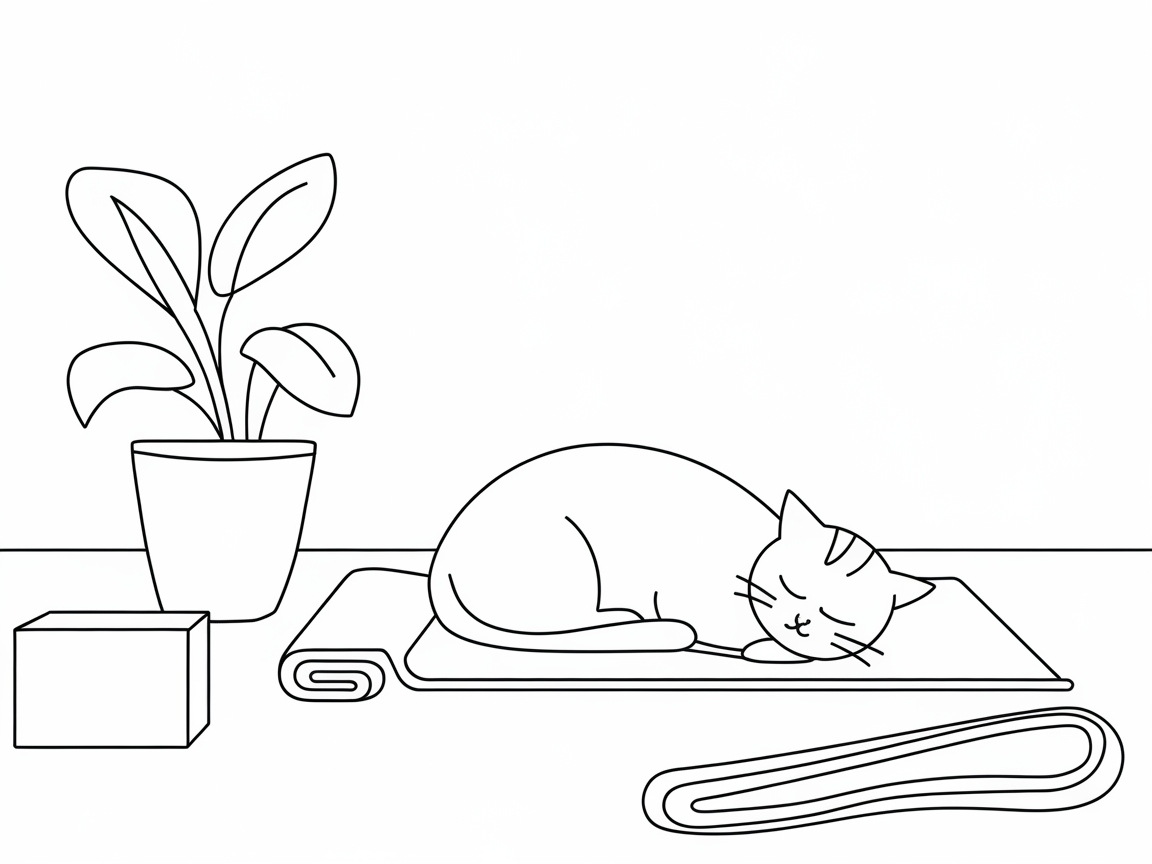 Zen Cat in a Yoga Studio