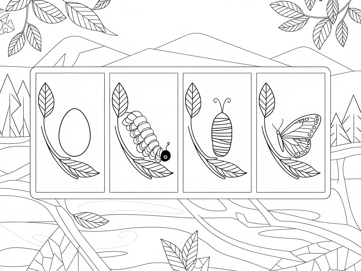 Life Cycle of a Butterfly Coloring Adventure